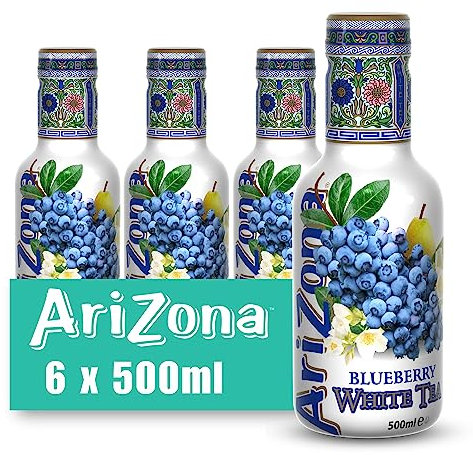 Arizona Blueberry White Tea, Pack of 6 x 500ml PET Bottles, Delicious Fruity Iced Tea Drink, No Artificial Colours or Preservatives