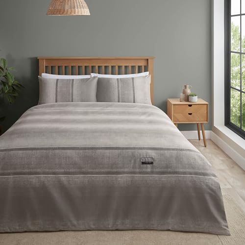 Catherine Lansfield Denim Reversible Single Duvet Cover Set with Pillowcase Grey