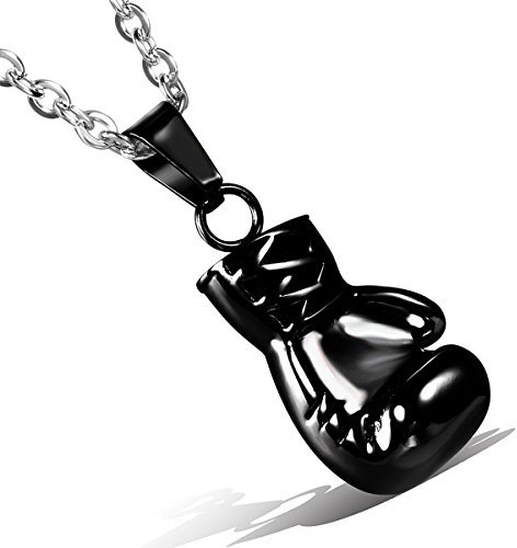Cupimatch Herren Halskette Boxhandschuh Handschuhe Herz Anhänger Halskette Herren Edelstahl Punk Rock Box Kette Geschenk für Männer Jungen