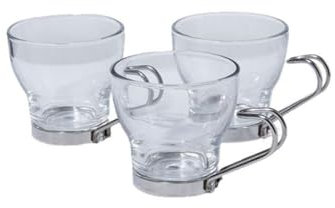 Bormioli Rocco - Tazza Oslo Caffè Con Manico Inox Bormioli Set Di 3