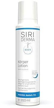 SIRIDERMA Körperlotion | Feuchtigkeitsspendende, basische Körperpflege für trockene Haut| Auch bei Neurodermitis und Psoriasis (leicht duftend, 200 ml)