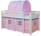Homestyle4u Kinderbett 90x200 Weiß Hochbett mit Treppe Tunnel Vorhang Rosa Bettgestell Massivholz Kiefer