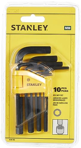 STANLEY Juego de 10 Llaves Hexagonales 1,5-10mm, Tipo Libro, Soporte de Plástico, Llaves Ordenadas por Medida, Herramienta Versátil y Duradera, 0-69-253