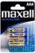 Maxell LR03-B4MXL - Pila alcalina AAA, 1.5V, pack de 4 unidades