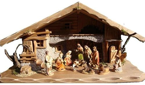 BTV Große Weihnachtskrippe mit Zubehör, mit/Figuren Krippenstall Betlehem Weihnachten K60OF