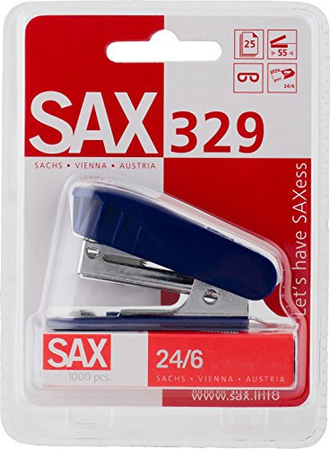 SAX 329 Heftgerät Hefter Beta Line 20 Blatt, inkl. 24/6 Heftklammern, Farbe: Blau
