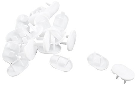 sourcing map 20Pcs White Plastic 2 Terminals Flat Plugs Protector Safety Socket Cover
