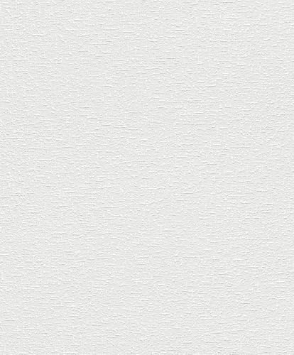 Rasch Carta da parati 183606 – Carta da parati bianca in tessuto non tessuto da dipingere con struttura fine, 10,05 m x 0,53 m