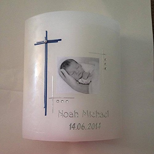 Taufkerze Junge Noah Individuell gestalten. inkl Foto und Beschriftung
