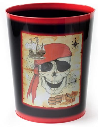 BestSaller Papierkorb/Mülleimer/Behälter - Pirat mit Totenkopf und Schatzkarte, 8 Liter, 26 cm, mehrfarbig, abwaschbar Design: Nadja Oubaid (1 Stück)
