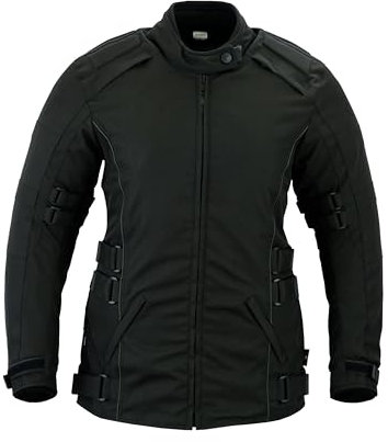 Texpeed Motorradjacke damen mit protektoren - Motorrad Motorroller Biker Wasserdicht Jacke Mit Rüstung (EN 1621-1) Schwarz - XXL