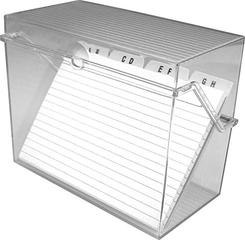 helit H6214802 - Karteikarten Box „the index“ DIN A8 quer, inkl. 100 Karteikarten und Register, Kleinkartei glasklar