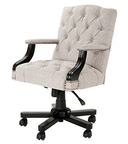 Casa Padrino Luxus Chef Büro Stuhl Creme/Braun Drehstuhl Schreibtisch Stuhl - Chefsessel