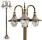 Außenleuchte Elgin, Kandelaber in antikem Look, Metall in Gold/Braun, mit Kunststoff-Scheiben, 3-armige Wegeleuchte 225 cm, Retro/Vintage Gartenlampe, E27-Fassung, IP44, ohne Leuchtmittel