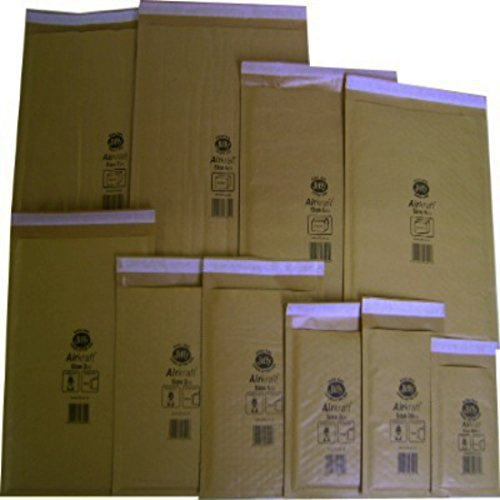 10 Large JL7 Size Gold Jiffy Bags Envelopes - Peel + Seal Padded Bubble Mailers - 340 x 445mm / 13.5 x 17.5 Postal Packing Mailing Shipping Postage Posting Self Seal Cushioned Protective Packaging