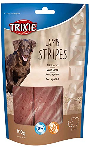 Trixie PREMIO 100 g Lamb Stripes | Schmackhafter Snack für jeden Tag – glutenfrei, ohne Zuckerzusatz, ideal für zwischendurch, mit hohem Fleischanteil