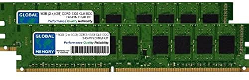 Kit di memoria RAM DDR3 1333 MHz PC3-10600 240-PIN ECC DIMM (UDIMM) da 16 GB (2 x 8 GB) compatibile con server/workstation/schede madri (non per PC*)