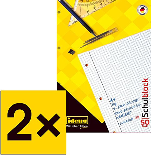 Schulblöcke /Schreibblöcke DIN A4 / 50 Blatt je Block (2er Packung, kariert)
