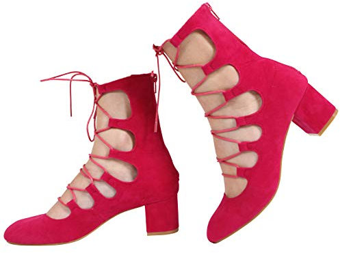 CORE COLLECTION Sandalias de tacón medio con cierre para mujer, con cordones, talla 36-42, fucsia, 38 EU