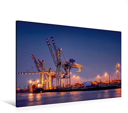 Premium Textil-Leinwand 120 x 80 cm Quer-Format Hamburg Hafen | Wandbild, HD-Bild auf Keilrahmen, Fertigbild auf hochwertigem Vlies, Leinwanddruck von Carina Buchspies