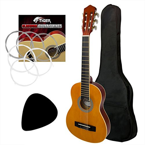 TIGER Linkshänder 4/4 Größe Klassische Gitarre Pack Nylon Saiten