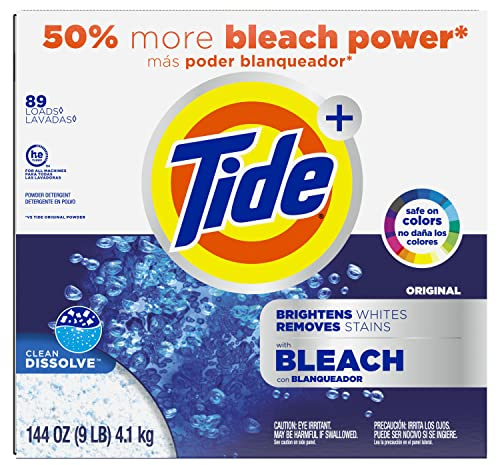Tide Powder w/Bleach, 80 Loads, 144oz, Original Scent, Sold as 1 Box