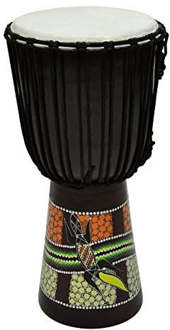 Djembe GECKO Trommel im Afrika-Style – Durchmesser: 22 cm - Farbe: schwarz bunt