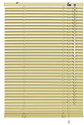 GARDINIA Alu-Jalousie, Sichtschutz, Lichtschutz, Blendschutz, Wand- und Deckenmontage, Aluminium-Jalousie, Beige, 140 x 175 cm (BxH)