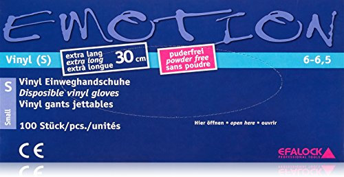 Efalock Professional Emotion - Guanti monouso in vinile, taglia S, extra lunghi, 1 confezione (1 x 100 pezzi)