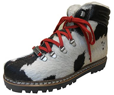 Ammann Damen Winter Schnürstiefel Town III Weiss-schwarz Kuhfell Lammfell Futter Profilsohle Größe 40