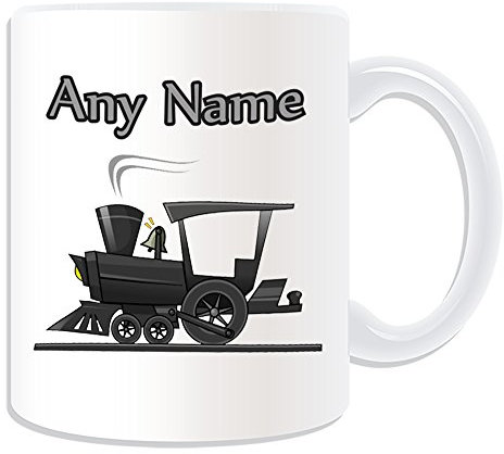 Personalisiertes Geschenk – Dampflokomotive Tasse (Design Thema, weiß) – Für jede Nachricht/Name auf Ihrem Einzigartig – Motor Bahn Vintage Track Treiber Ziehen Power