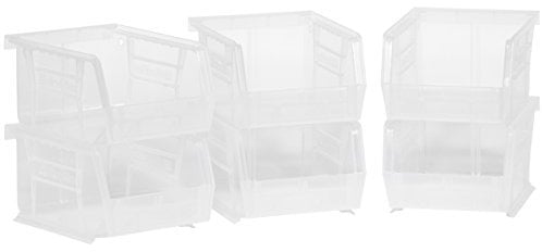 Akro-Mils 08212SCLAR 30210 AkroBins Plastic Hanging Stackable Storage Organizer Bin, 5-Inch x 4-Inch x 3-Inch, Clear, 6-Pack