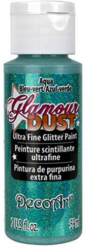 DecoArt Glamour Dust Glitter Paint, Aqua, 59 ml (Pack of 1)