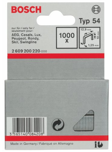 Bosch Accessories Professional 1000x Flachdrahtklammer Typ 54 (Karton, Papier, Folien, 12.9 x 1.25 x 10 mm, Zubehör Tacker)