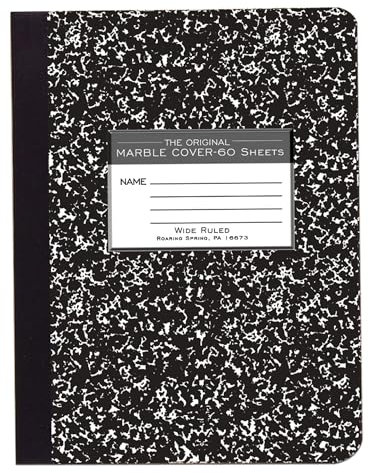 Roaring Spring Kompositionsbuch, Hardcover, 24,1 x 19,1 cm, breit, liniert, 50 Blatt 120 Seiten Single Book schwarz