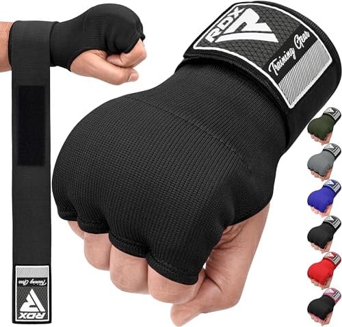 RDX Gel Boxing Hand Wraps Inner Gloves for Men Women, Quick 100cm Long Wrist Straps, Elasticated Padded Fist Hand Protection, Adults Kids, Muay Thai MMA Martial Arts Training Under Mitt Bandages