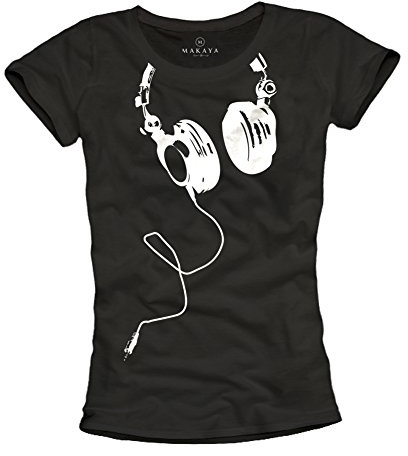 Coole T-Shirts für Mädchen KOPFHÖRER schwarz Größe S M L