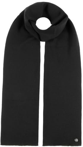 LIERYS Fine Strickschal aus Merinowolle Damen/Herren - Schal Made In Germany - Herrenschal Herbst/Winter - Winterschal schwarz