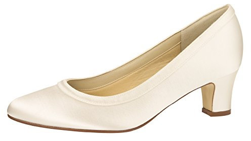 Rainbow Club Brautschuhe Ramona - Pumps, Ivory/Creme, Satin, Größe 40 - Hochzeitsschuhe, Blockabsatz