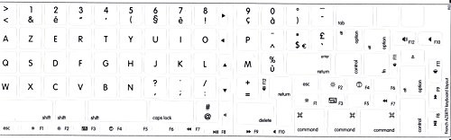 Sticker Autocollant AZERTY Clavier Mac Apple Français Fond BLC 14*14