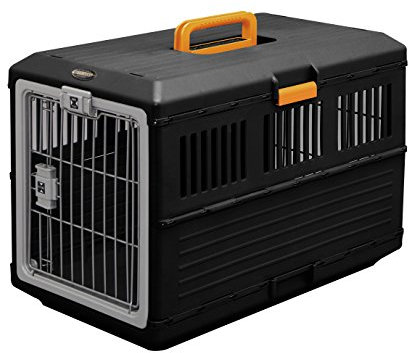 Iris Ohyama, Kiste, Käfig, Transportbox für Hund, Katze, 2 Türen, B68.6 x T40.3 x H47.8 cm, FC-670, Schwarz