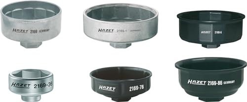 HAZET Öl-Filterschlüssel 2169/6 I 3/8 Zoll (10 mm) Vierkant I Außen Sechskant Profil I 6-teilig I für sicheres und sauberes Arbeiten