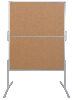 FRANKEN Moderationstafel PRO, doppelseitig, pinnbar, 120 x 150 cm, braun/Kork, klappbar, Pinnwand mit Standbeinen, MT8804