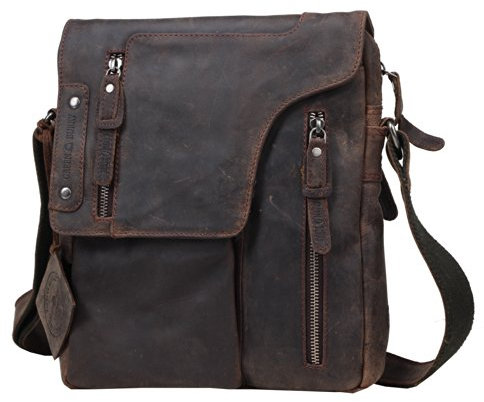 Greenburry Vintage Revolver Bag Leder Überschlagtasche braun | 24 x 29 x 6 cm
