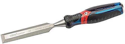 Draper 24407 Expert Bevel Edge Wood Chisel, Soft Grip with 'Pound Thru' End Cap, 22mm, 34.5cm x 4.8cm x 3.1cm, Blue