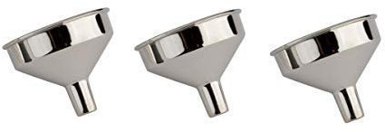Farm Cottage Brands Set of 3 tiny funnels for hip flasks/fiddly refilling jobs. 36mm wide, 8mm funnel, 27mm high