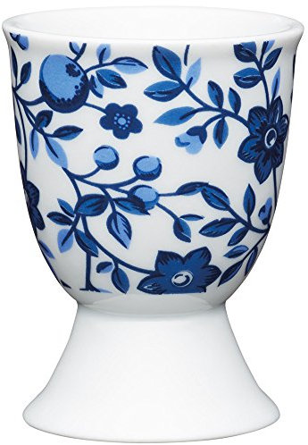 Kitchen Craft KCEGGTRAD Coquetier Traditionnel Floral Design en Porcelaine Porcelaine, Bleu, 9 x 12 x 16 cm