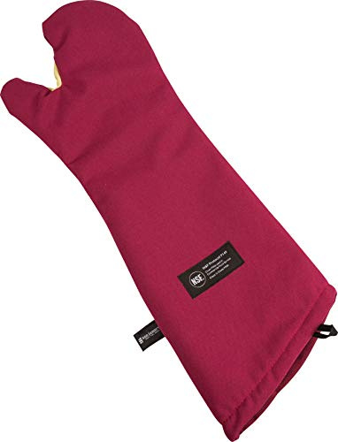 San Jamar KT0218 Cool Touch Flame Conventional High Heat Intermittent Flame Protection up to 900°F Oven Mitt, 17 Length, Red