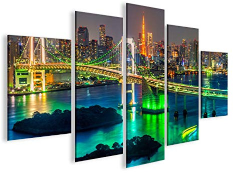 islandburner Bild Bilder auf Leinwand Tokyo V2 Japan Skyline MF XXL Poster Leinwandbild Wandbild Dekoartikel Wohnzimmer Marke