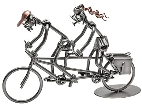 STEEMO Original Schraubenmännchen Figur: Tandem Rad-Team – Handgefertigte Metall-Deko, Kreatives Geschenk für Fahrrad-Fans, 28x6x18 cm